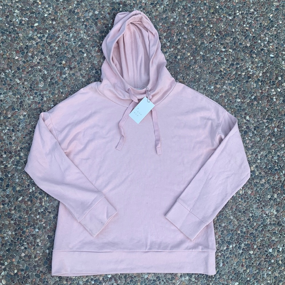 A New Day Rose funnel-neck long sleeve hooded top sweatshirt w/drawstring size M